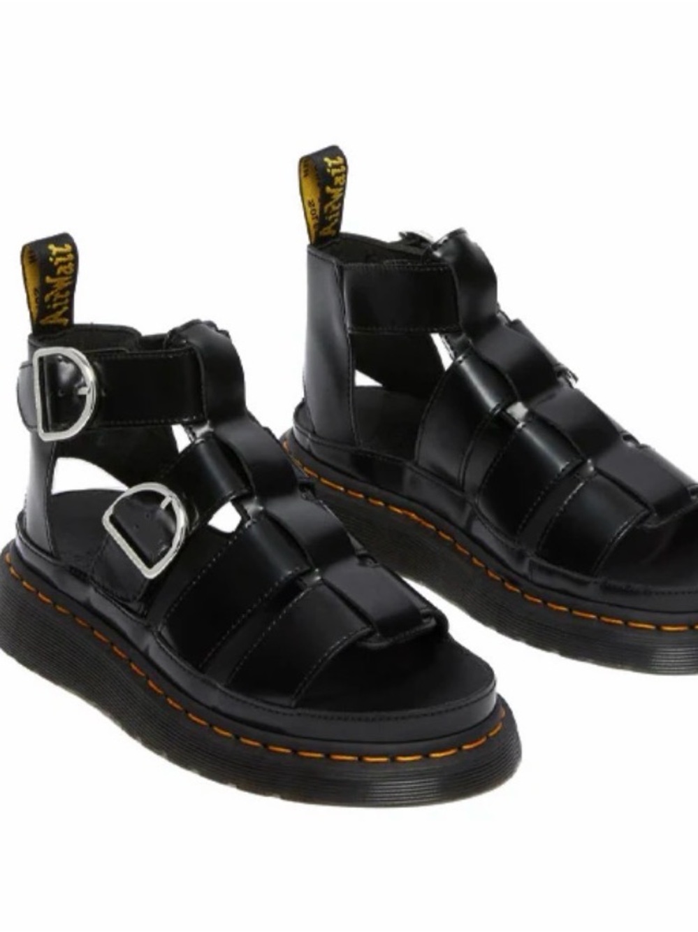 Dr. Martens Mackaye Black Leather Platform Fisherman Sandals NWOT